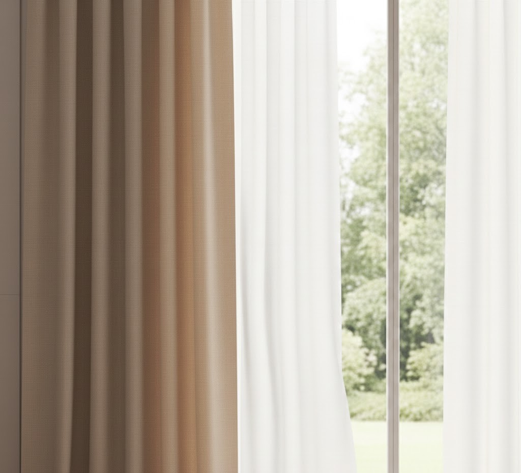 Flowing silk drape in neutral tones