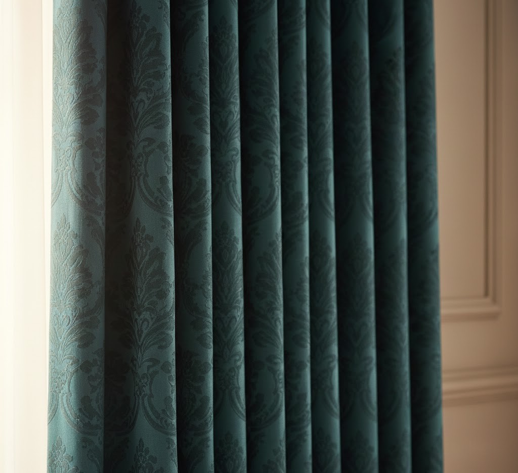 Rich colored silk drape with pattern